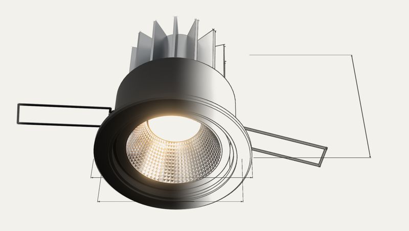 Recessed spot ZNM-040: the render turns into a line drawing